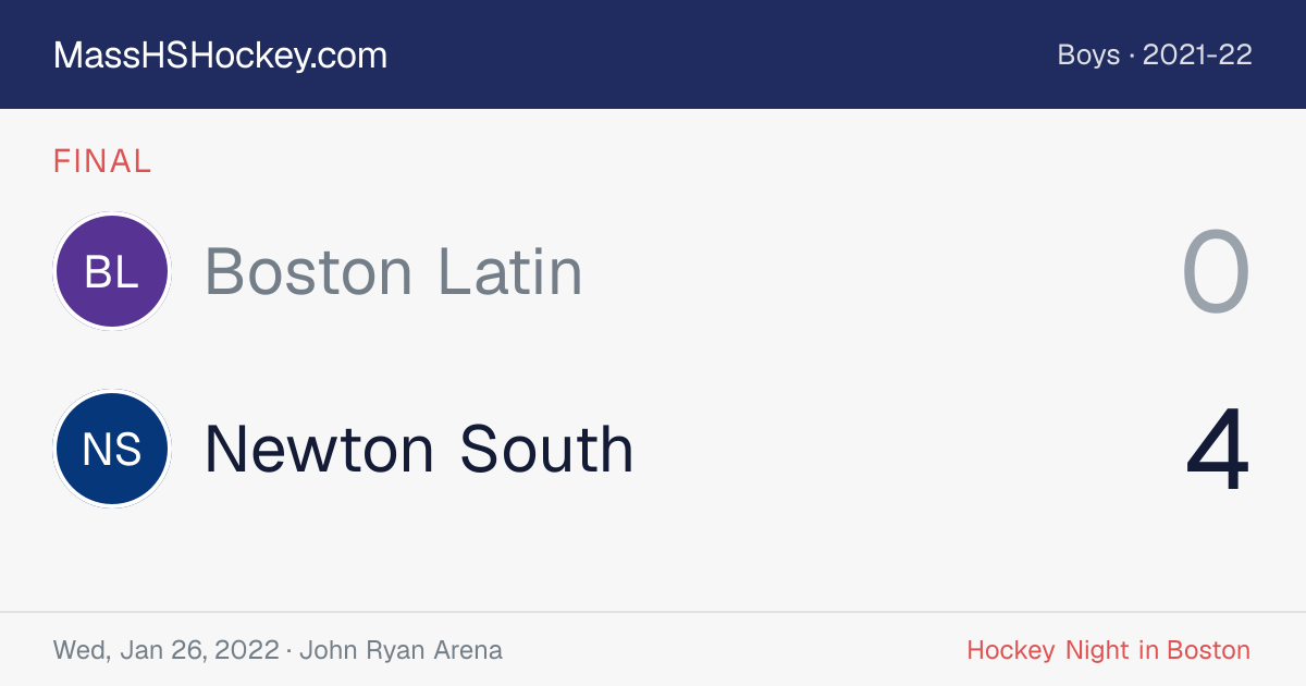 Boston Latin at Newton South score card