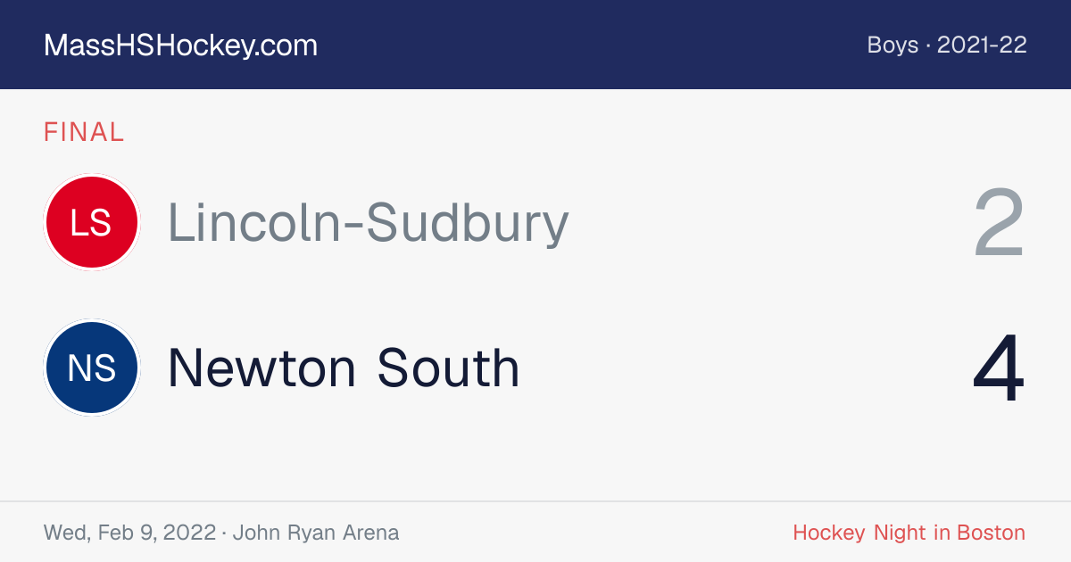 Lincoln-Sudbury at Newton South score card
