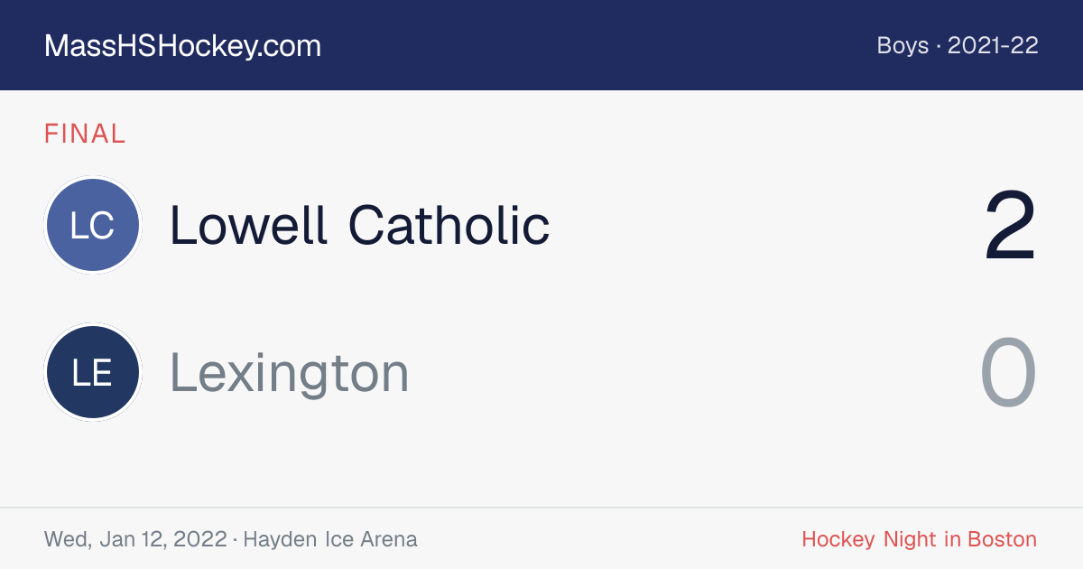 Lowell Catholic at Lexington score card