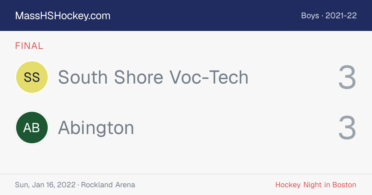 South Shore Voc-Tech at Abington score card