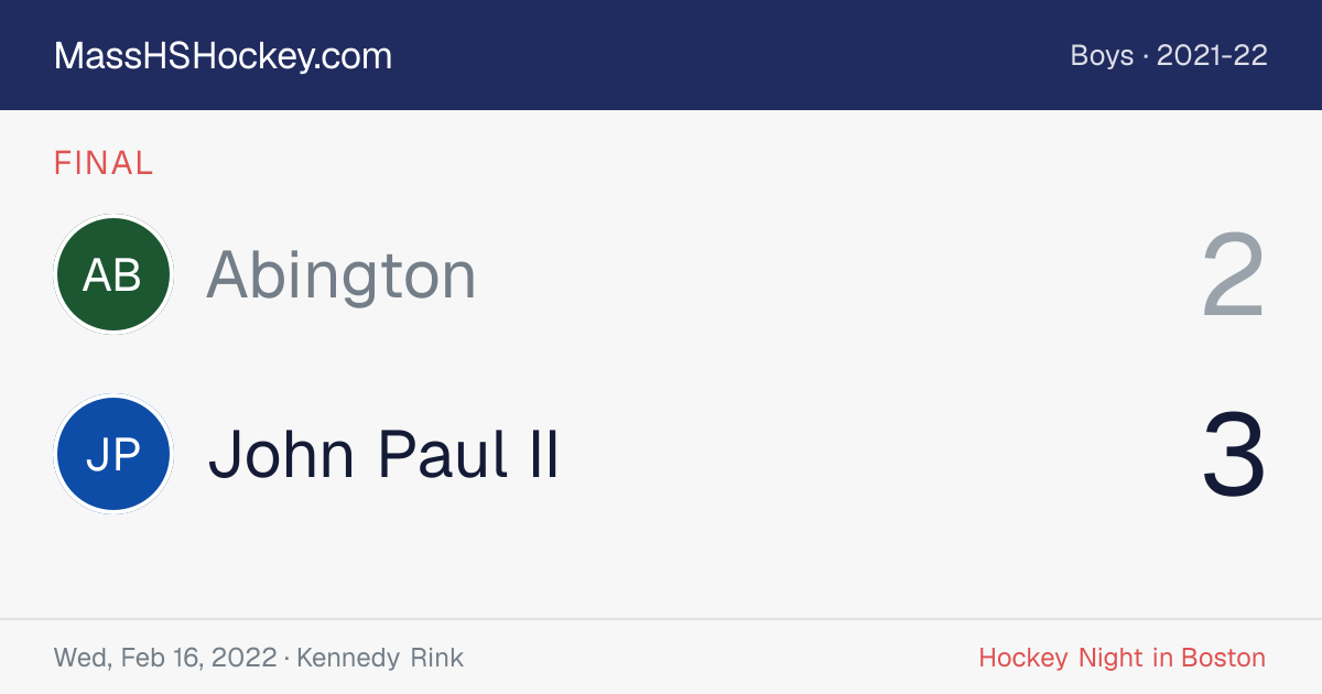 Abington at John Paul II score card