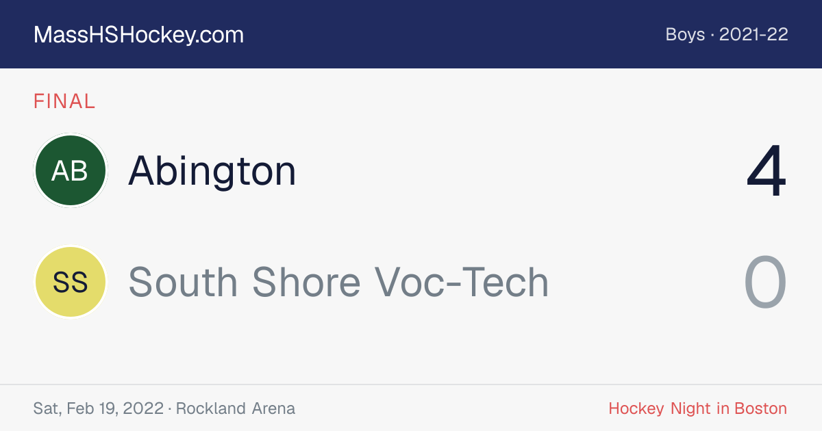 Abington at South Shore Voc-Tech score card