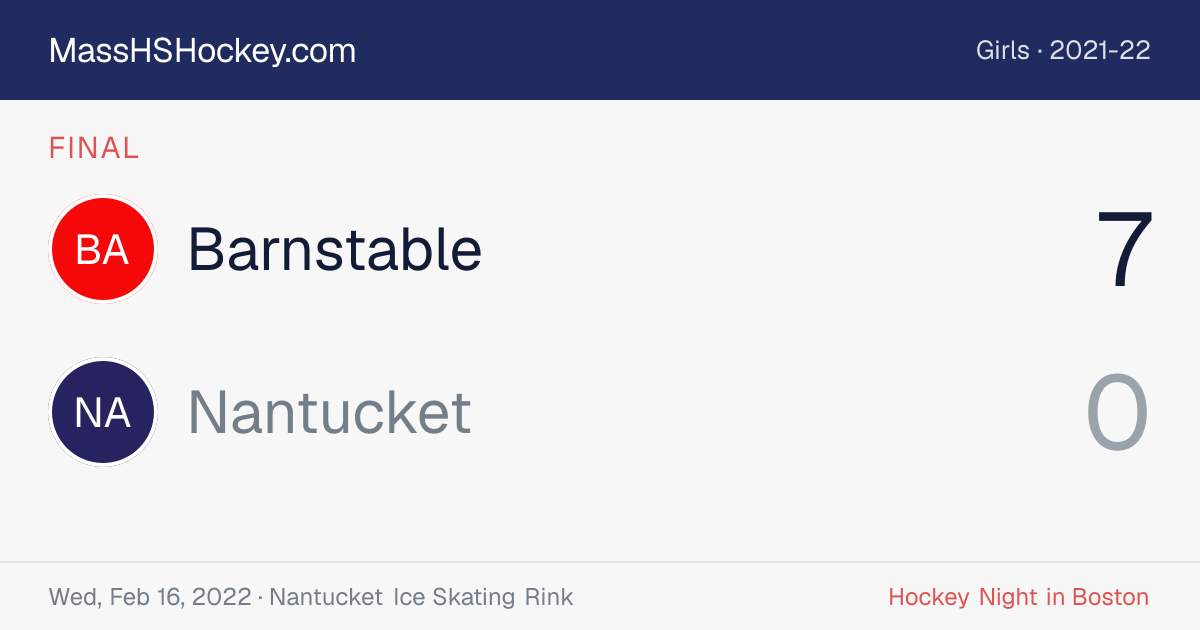 Barnstable at Nantucket score card