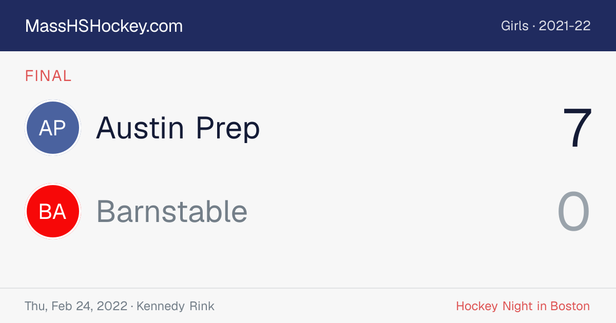 Austin Prep at Barnstable score card