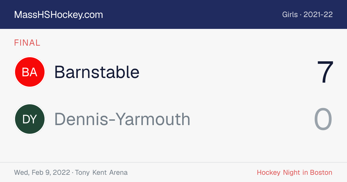 Barnstable at Dennis-Yarmouth score card