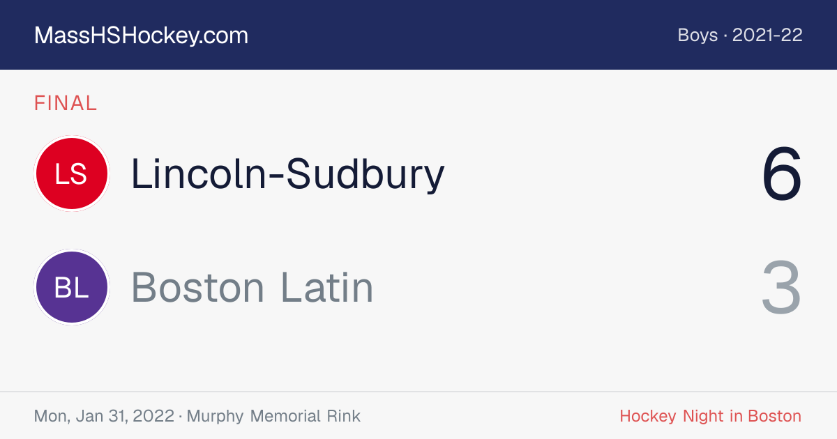 Lincoln-Sudbury at Boston Latin score card