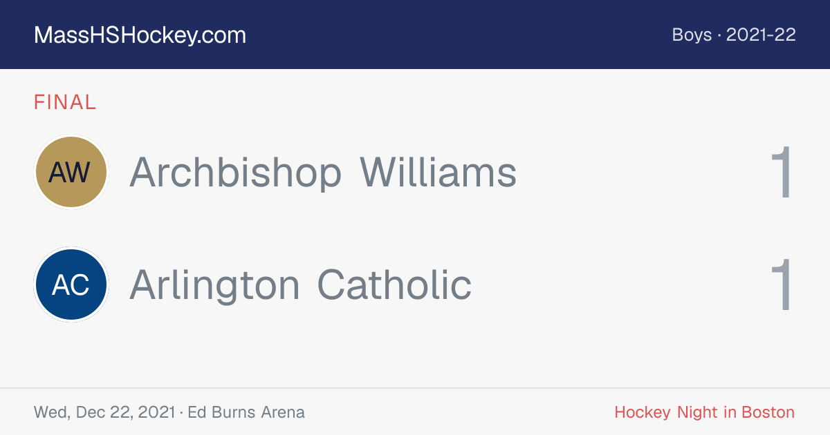 Archbishop Williams at Arlington Catholic score card