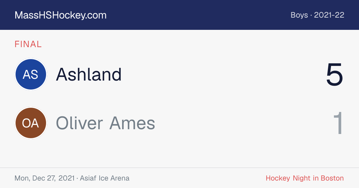 Ashland at Oliver Ames score card