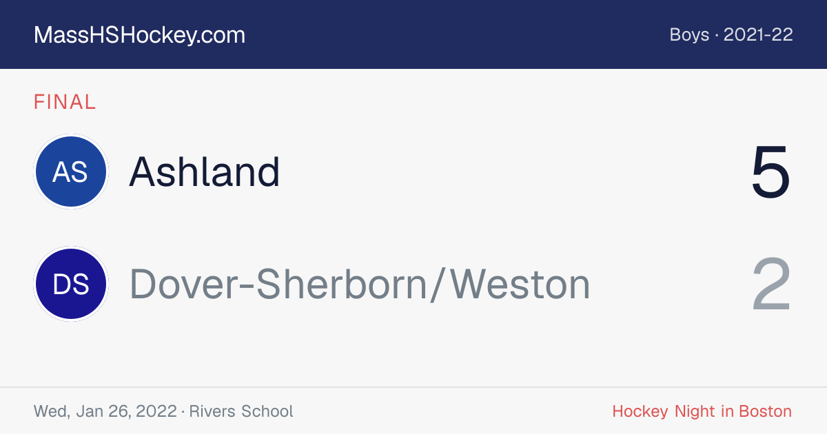 Ashland at Dover-Sherborn/Weston score card