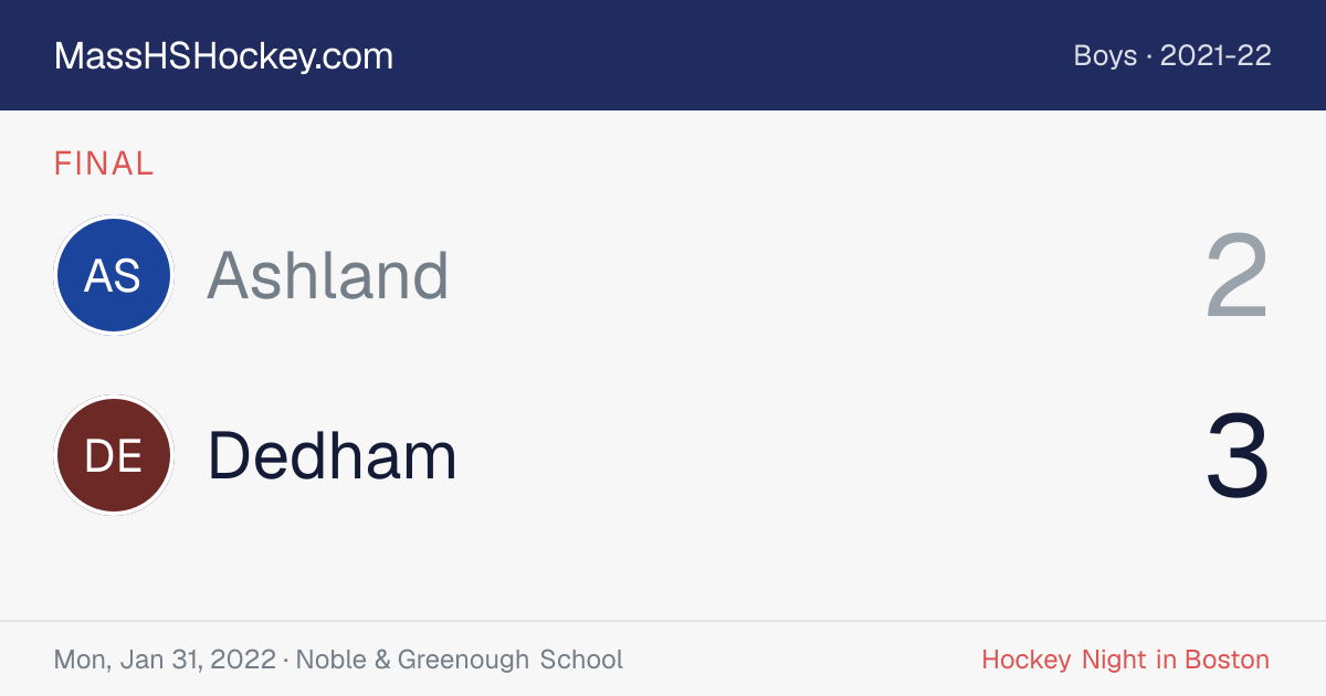 Ashland at Dedham score card