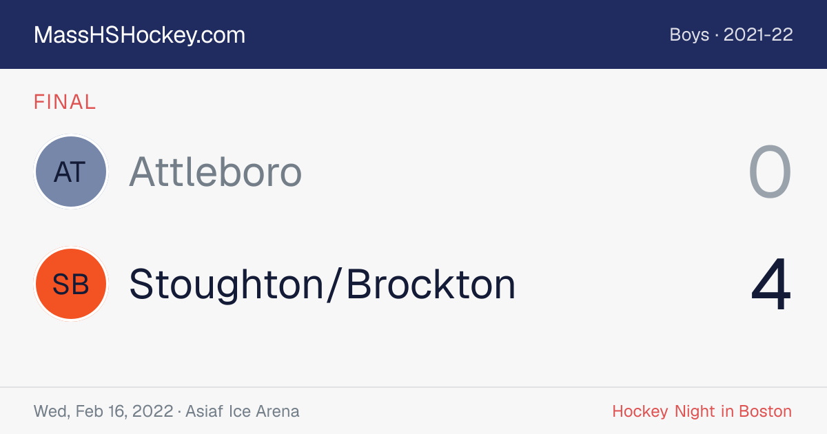 Attleboro at Stoughton/Brockton score card