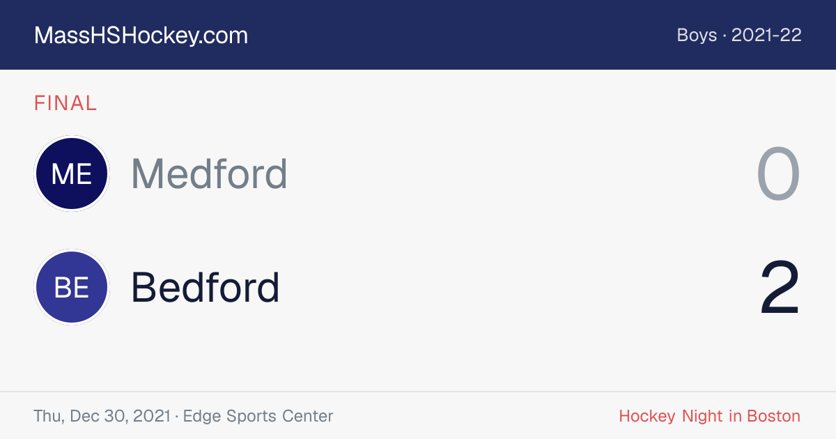 Medford at Bedford score card