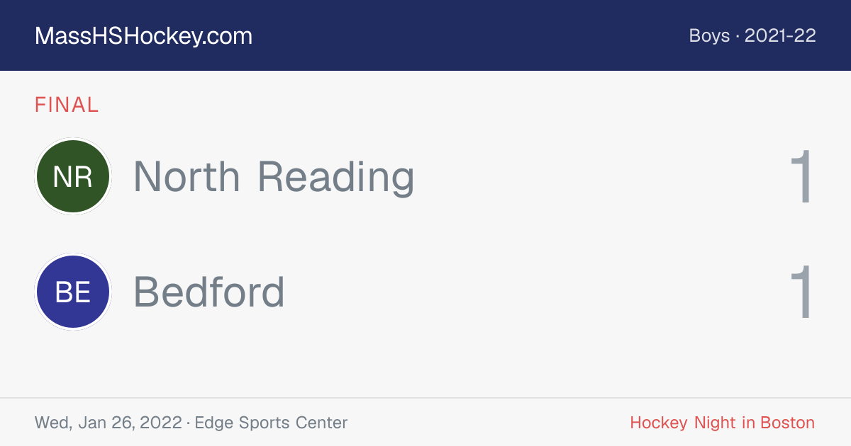 North Reading at Bedford score card