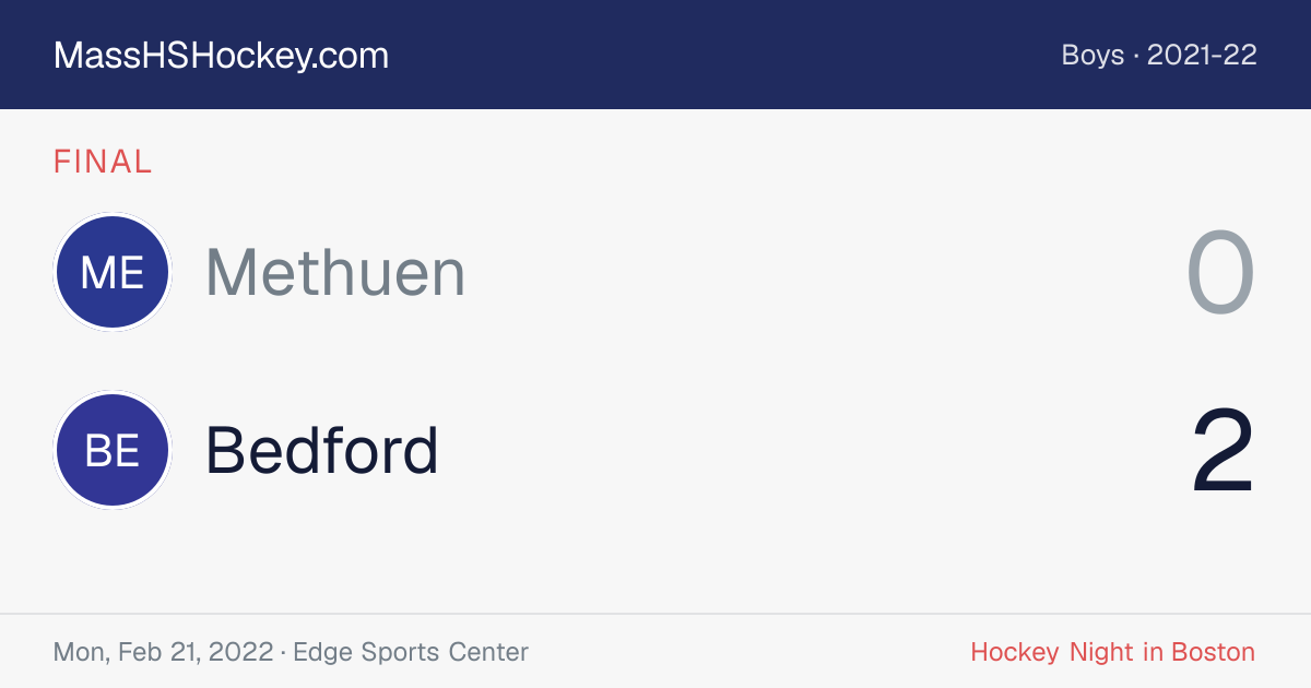 Methuen at Bedford score card