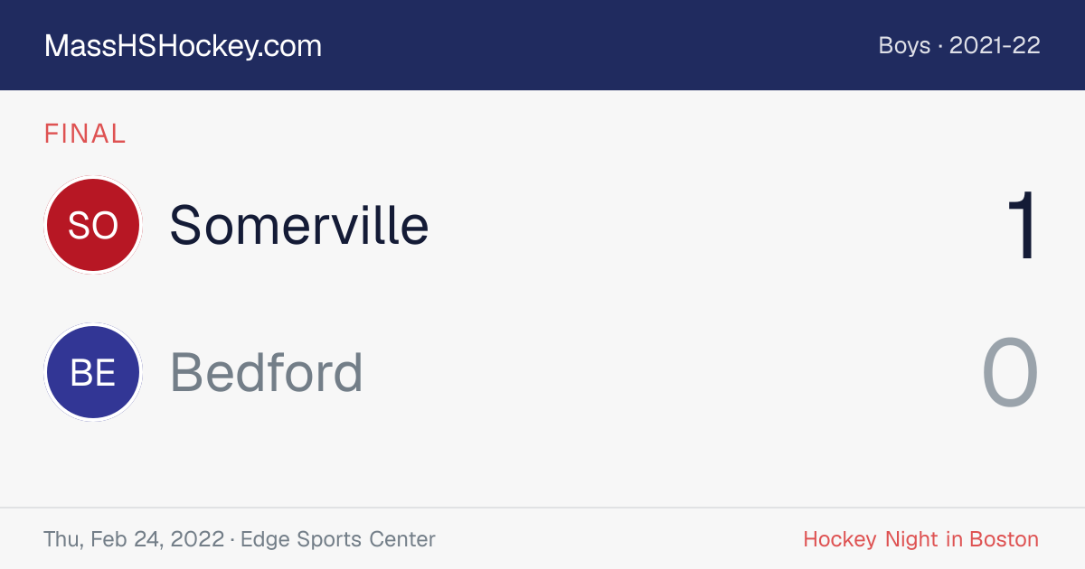 Somerville at Bedford score card