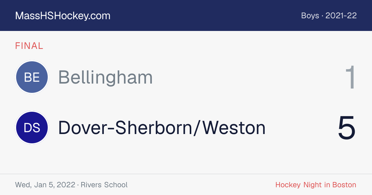 Bellingham at Dover-Sherborn/Weston score card