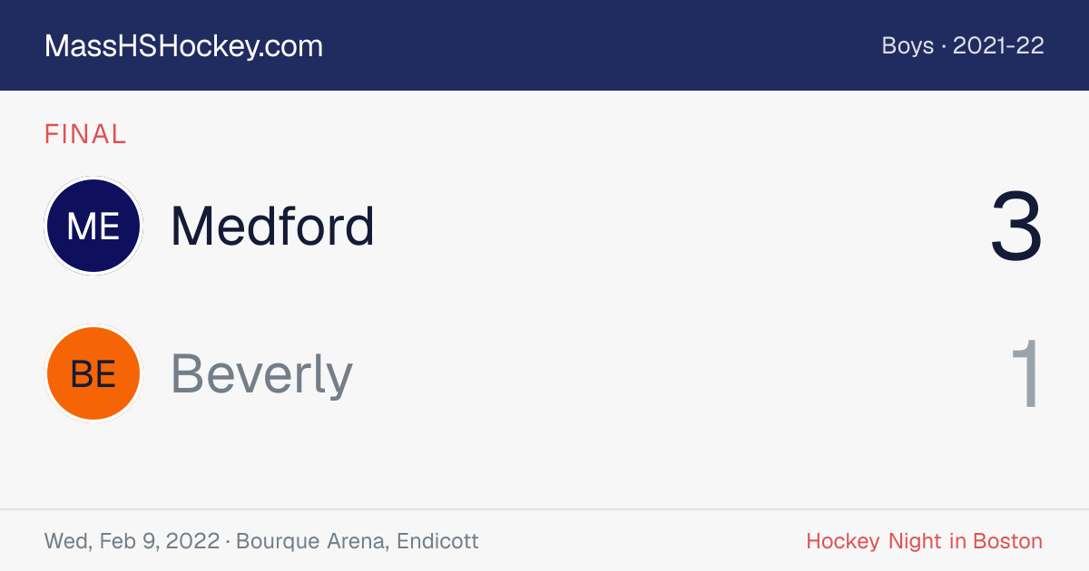 Medford at Beverly score card