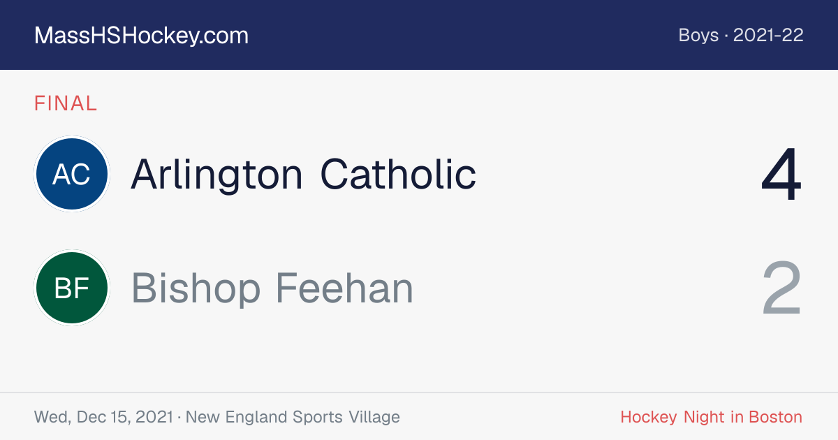 Arlington Catholic at Bishop Feehan score card