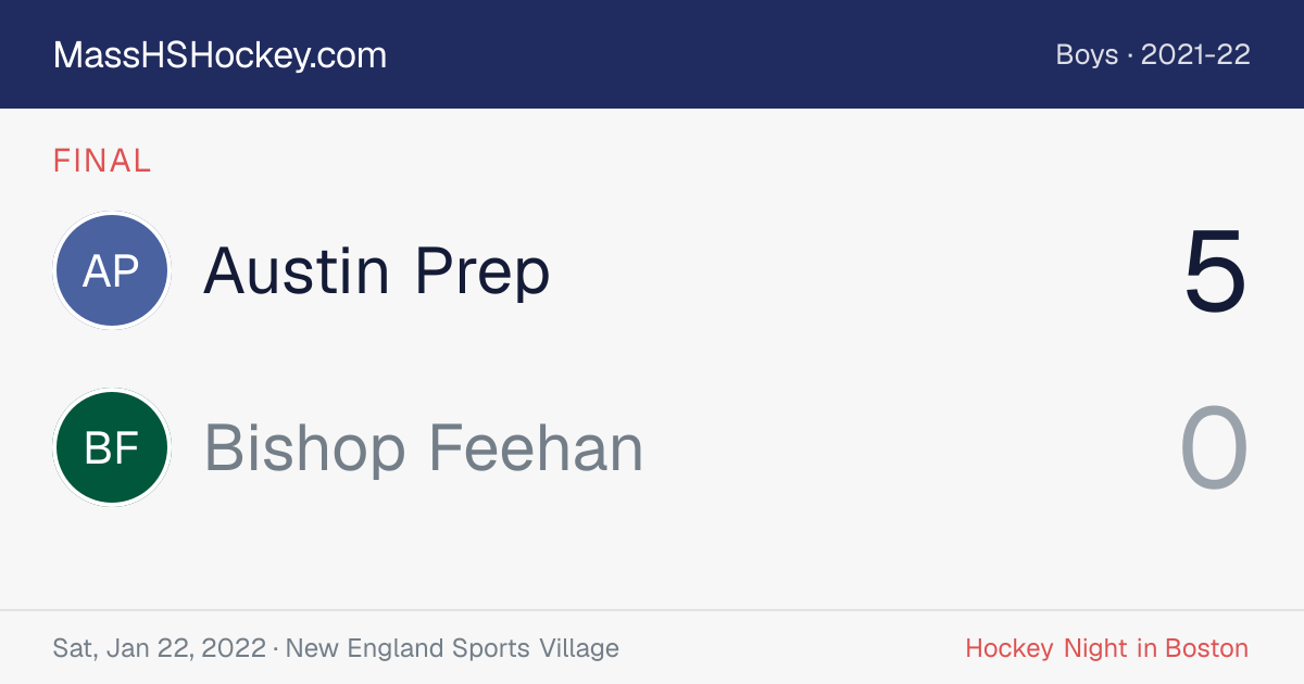 Austin Prep at Bishop Feehan score card