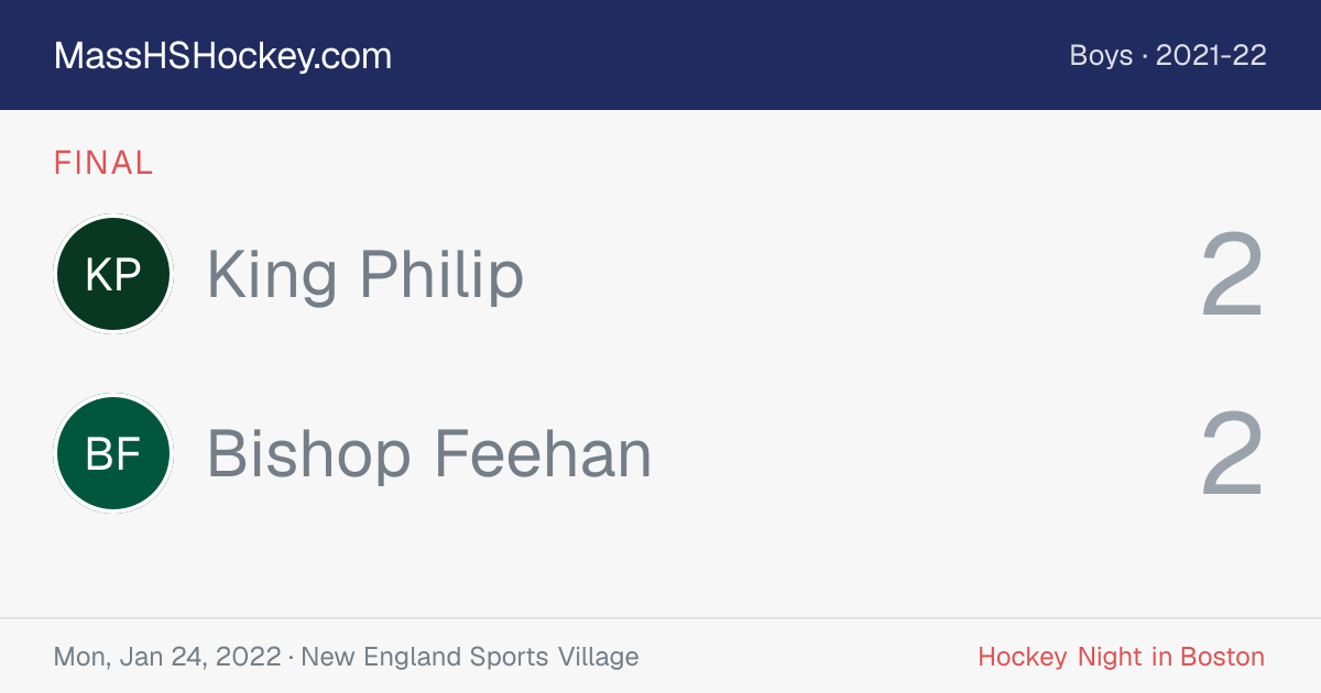 King Philip at Bishop Feehan score card