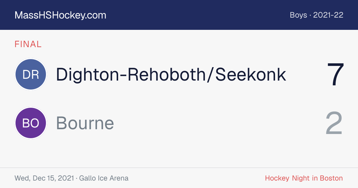 Dighton-Rehoboth/Seekonk at Bourne score card