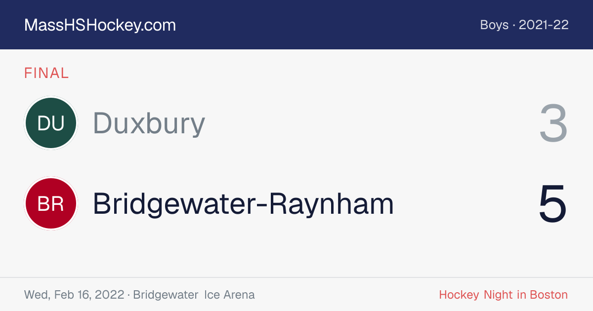 Duxbury at Bridgewater-Raynham score card