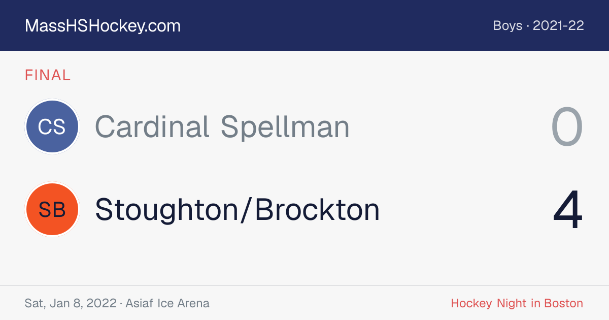 Cardinal Spellman at Stoughton/Brockton score card