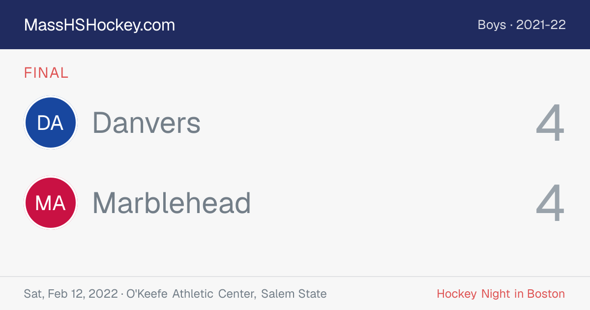 Danvers at Marblehead score card