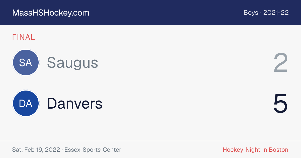 Saugus at Danvers score card