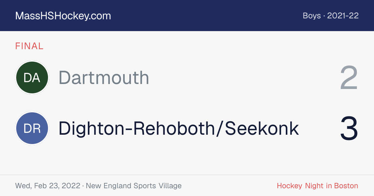Dartmouth at Dighton-Rehoboth/Seekonk score card