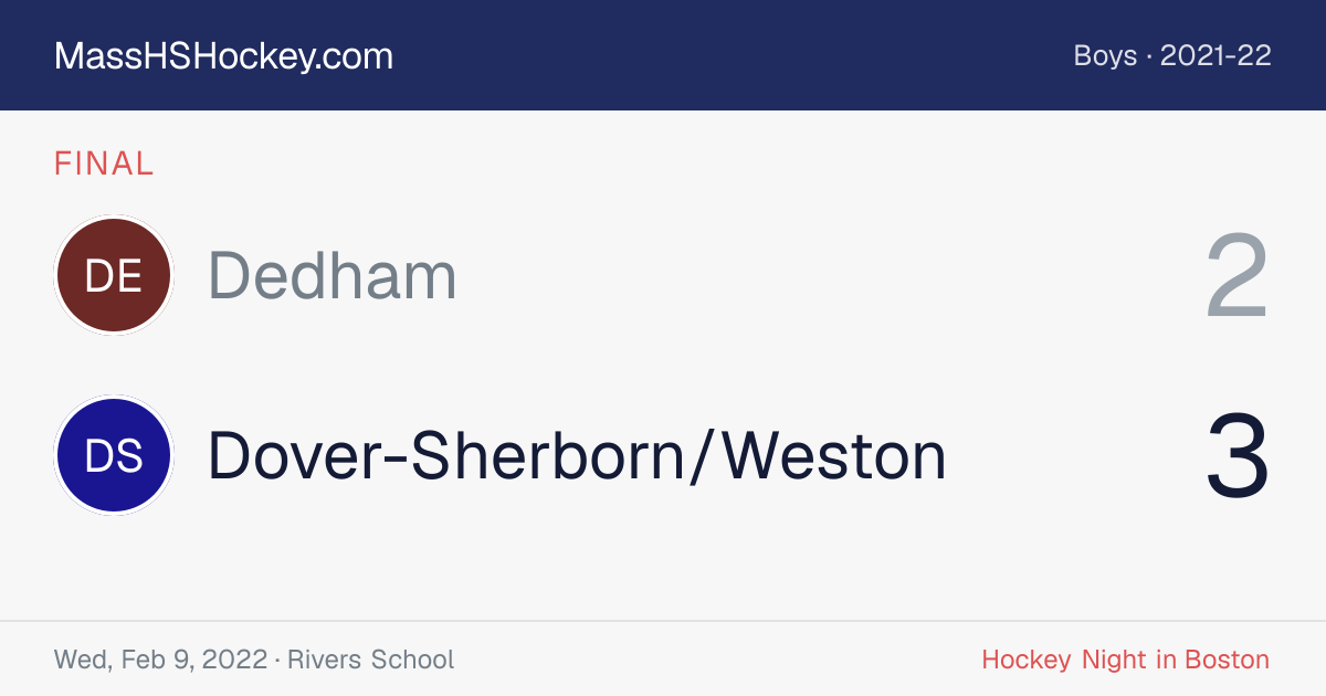Dedham at Dover-Sherborn/Weston score card