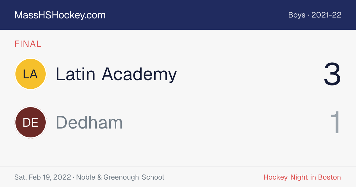 Latin Academy at Dedham score card