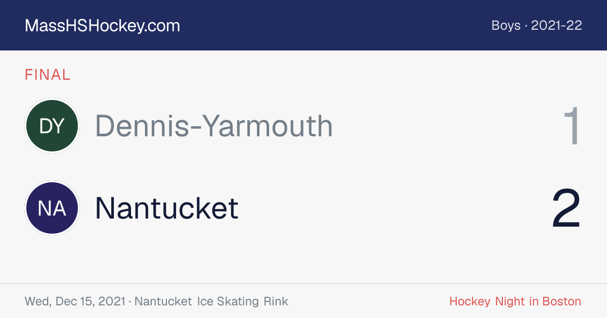 Dennis-Yarmouth at Nantucket score card