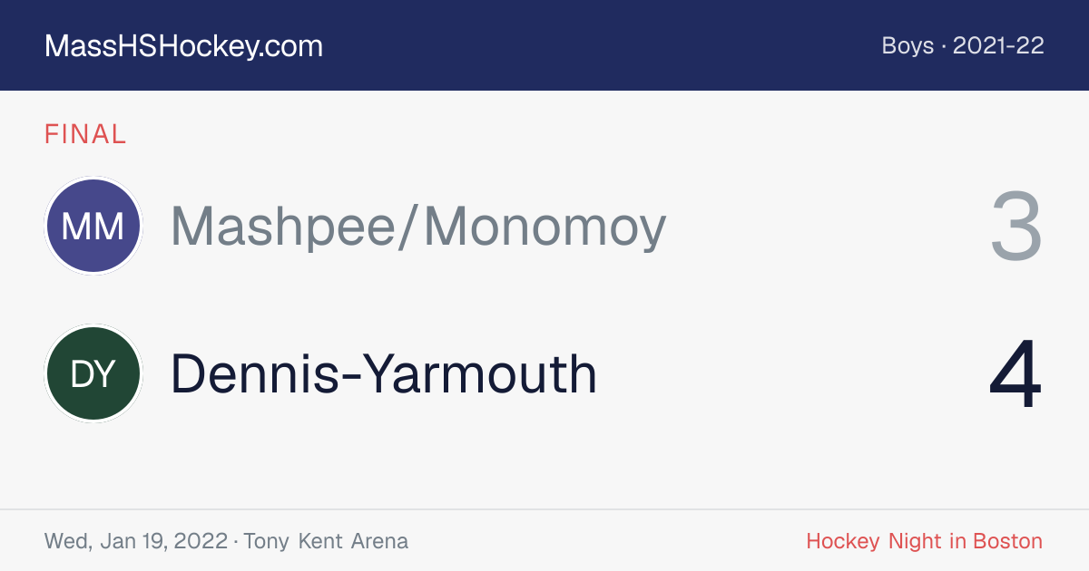Mashpee/Monomoy at Dennis-Yarmouth score card
