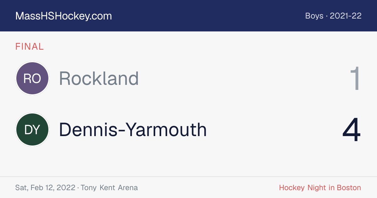 Rockland at Dennis-Yarmouth score card