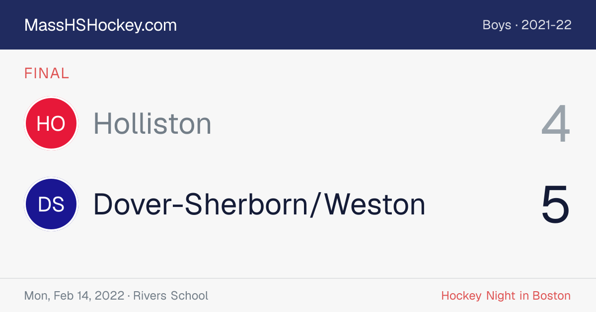 Holliston at Dover-Sherborn/Weston score card