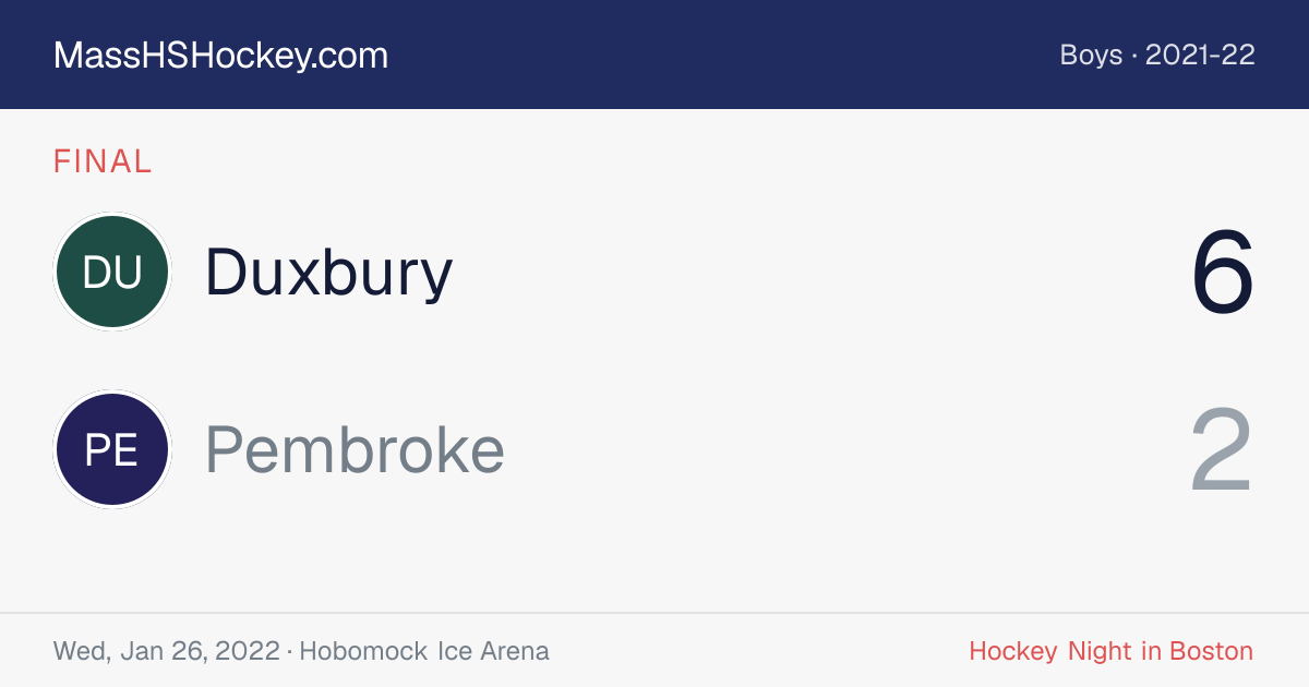 Duxbury at Pembroke score card