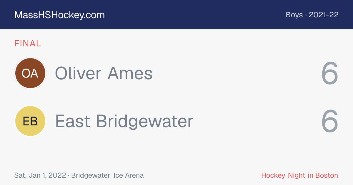Oliver Ames at East Bridgewater score card