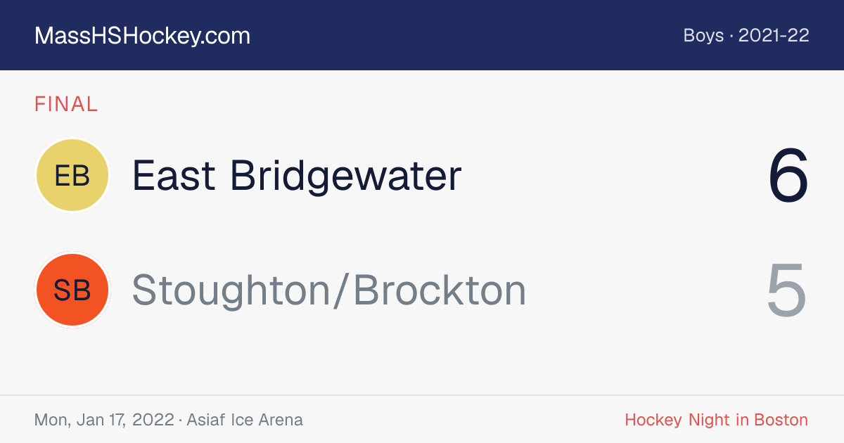 East Bridgewater at Stoughton/Brockton score card