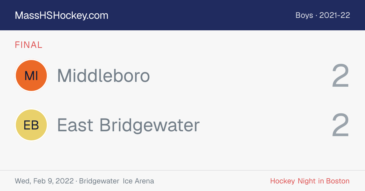 Middleboro at East Bridgewater score card