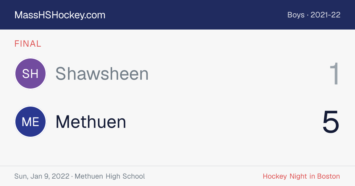 Shawsheen at Methuen score card