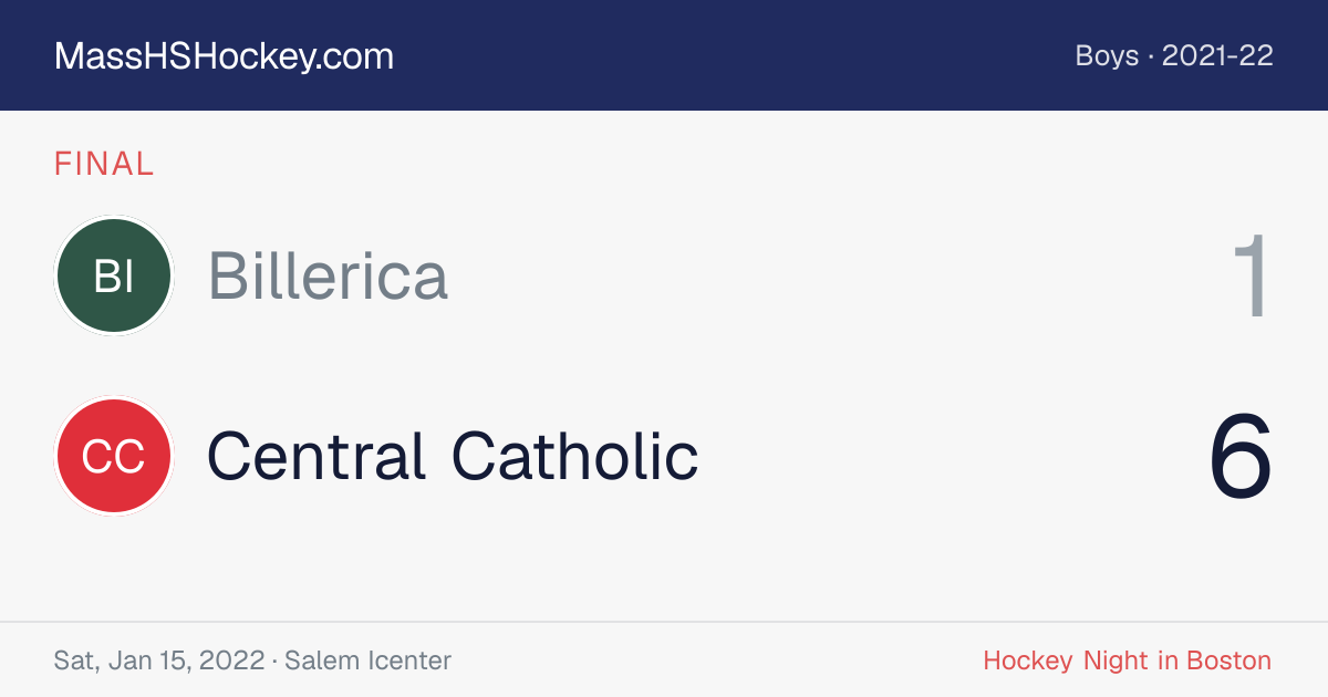 Billerica at Central Catholic score card