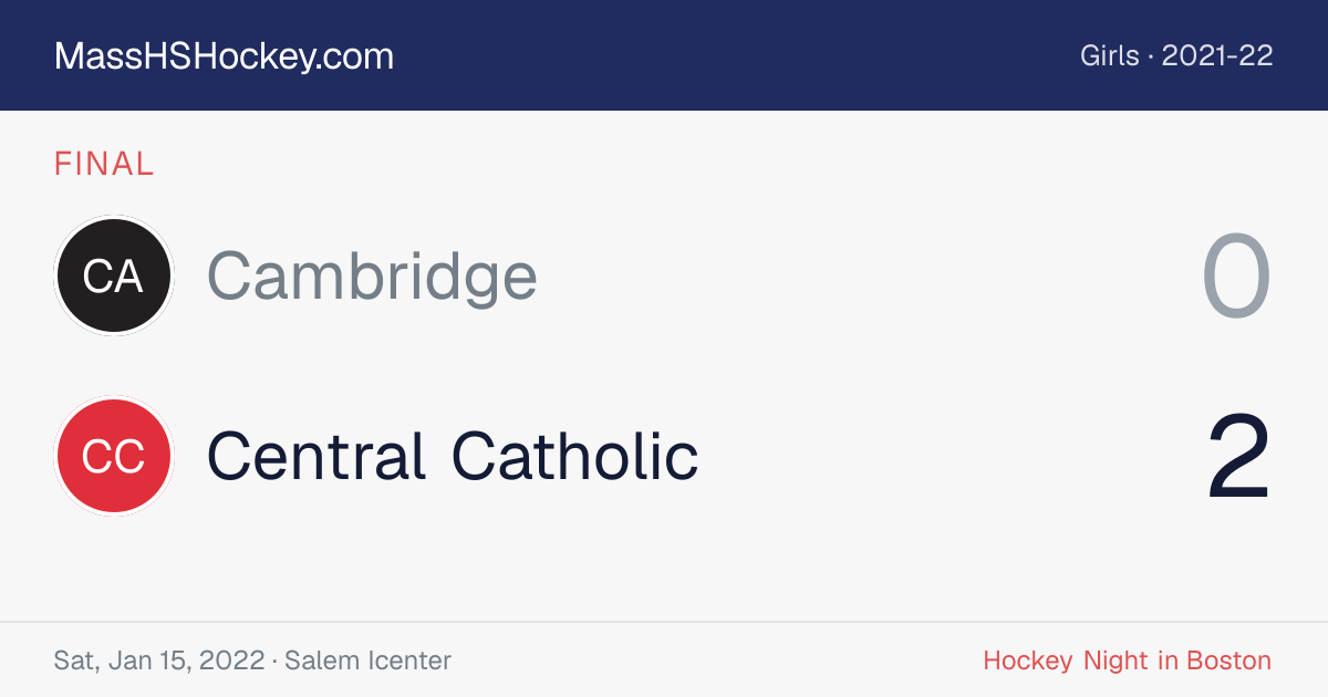 Cambridge at Central Catholic score card