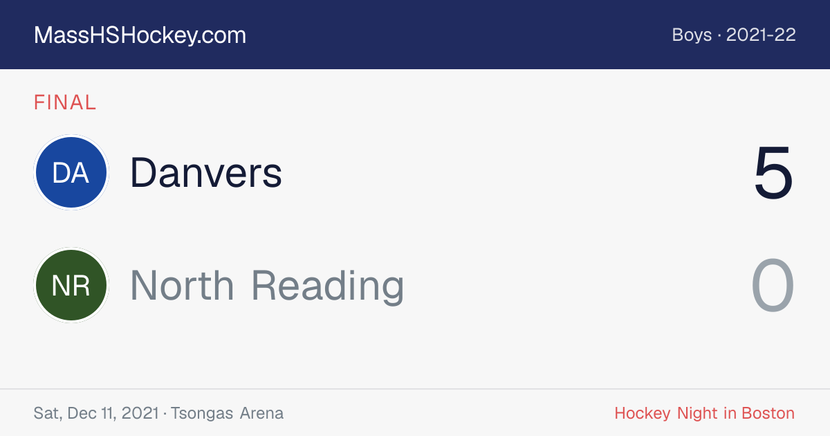 Danvers at North Reading score card