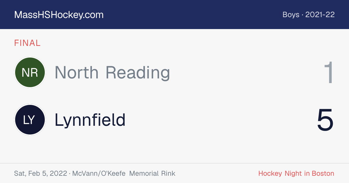 North Reading at Lynnfield score card