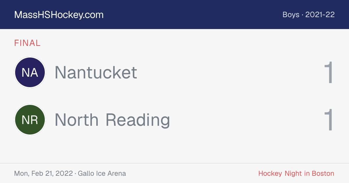 Nantucket at North Reading score card
