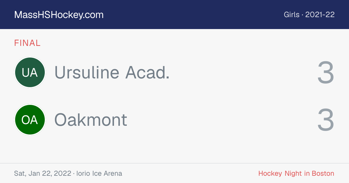Ursuline Acad. at Oakmont score card