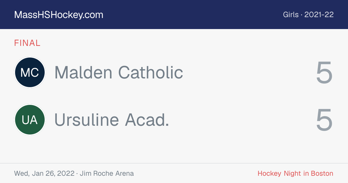 Malden Catholic at Ursuline Acad. score card