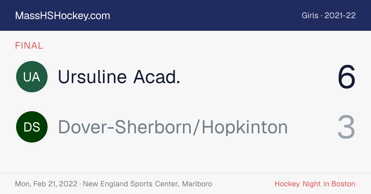 Ursuline Acad. at Dover-Sherborn/Hopkinton score card