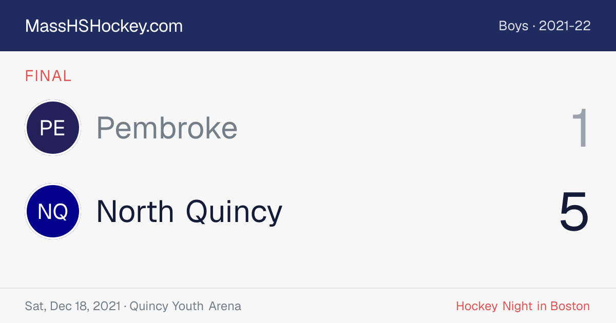 Pembroke at North Quincy score card